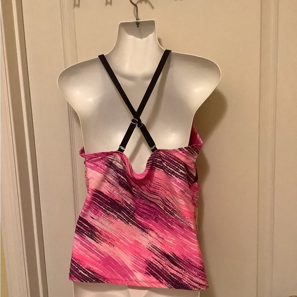Tankini dark gray & pink opens in front adjustable straps size XL box 500 - Picture 2 of 10